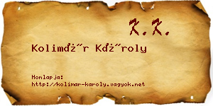 Kolimár Károly névjegykártya
