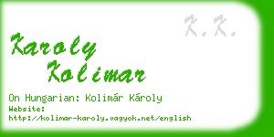 karoly kolimar business card