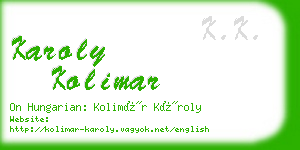 karoly kolimar business card